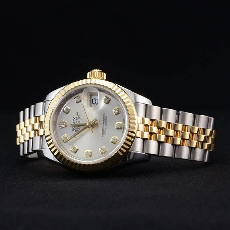 pre owned silver dial stainless steel ladies rolex